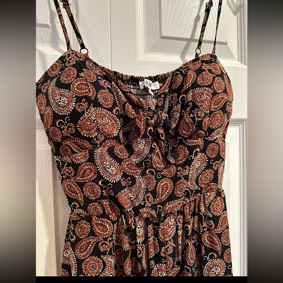 A.U.W. Black and Brown paisley pant jumpsuit - Picture 2 of 8